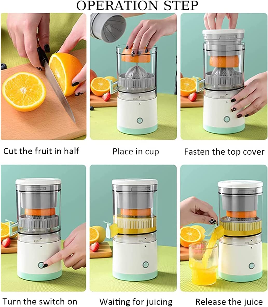 Electric Citrus Juicer, Rechargeable Juicer Machine with USB Cable and Cleaning Brush