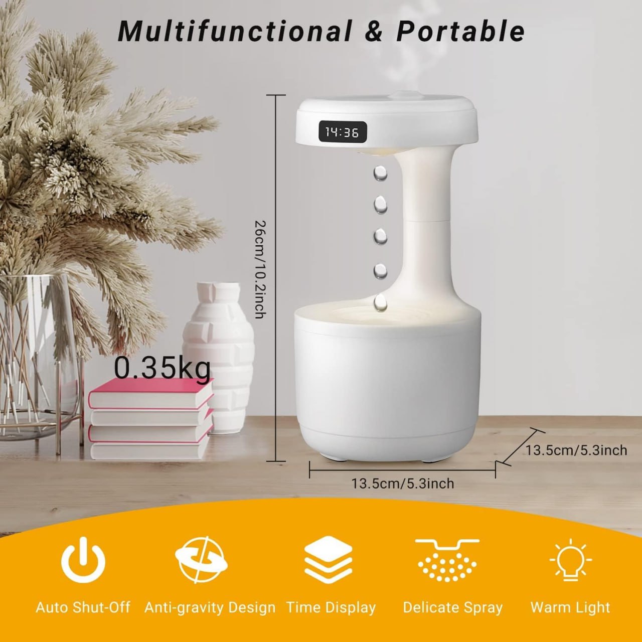 Anti-Gravity Water Drop Humidifier | Backflow illusion & 2 Modes