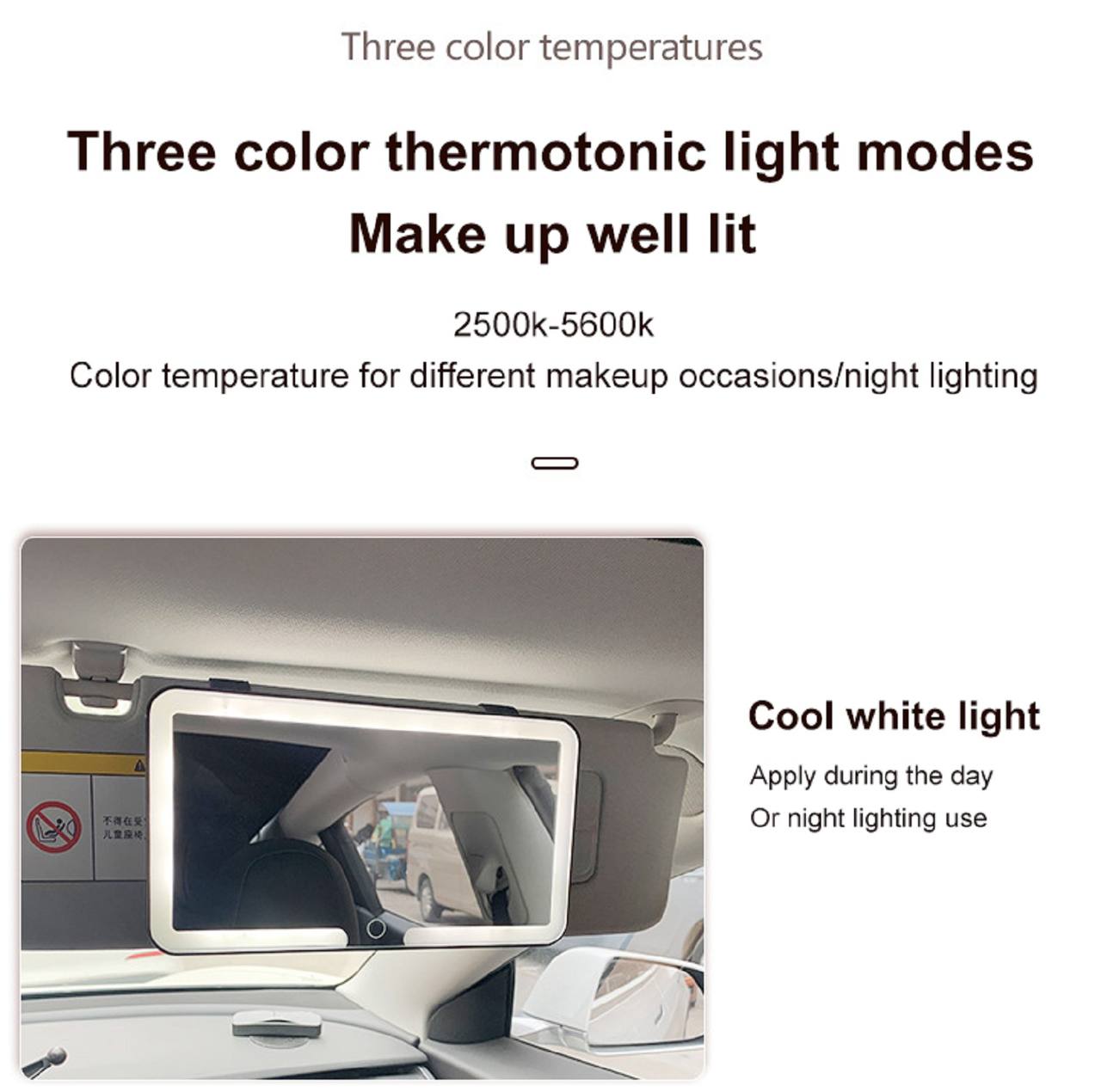 Car Make Up Mirror | 3 Light Modes | 1200 MAH Battery