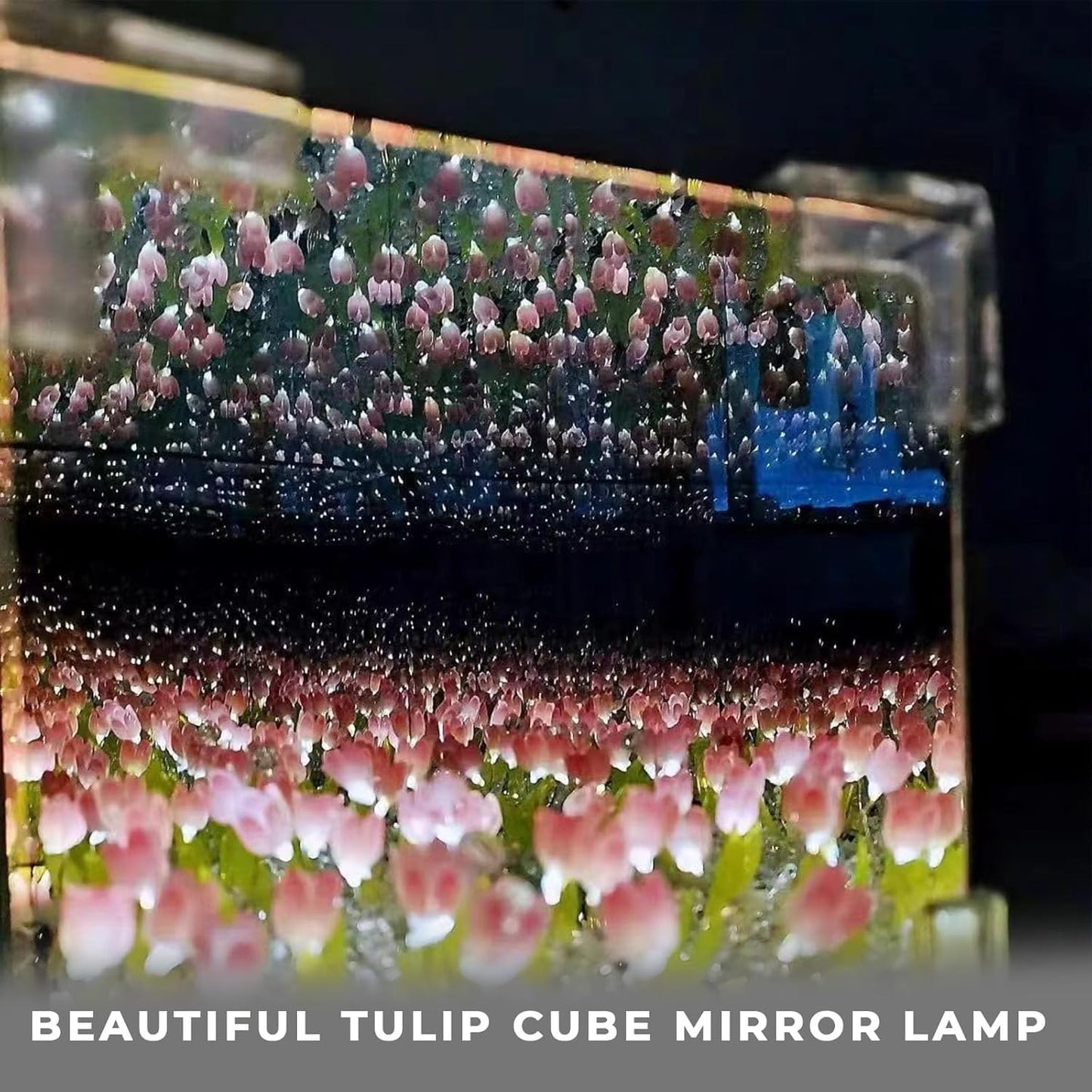 LED Tulip Decorative Cube Mirror Lamp | 2-in-1 Mirror Lamp