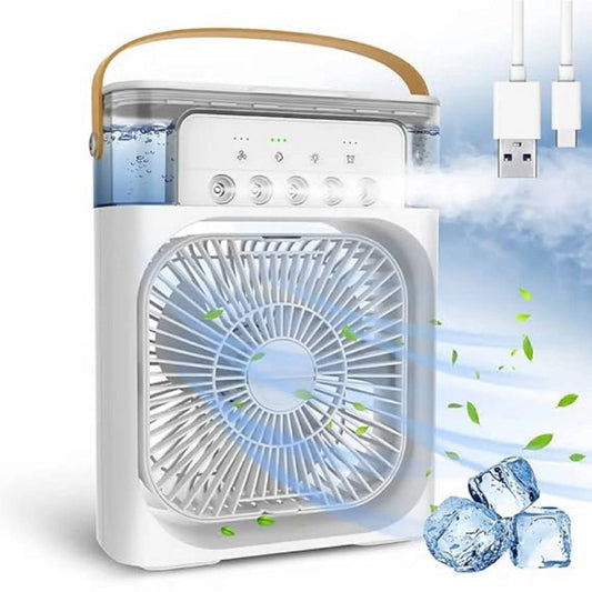 Portable Air Conditioner Fan | Dynamic Mini Evaporate Air Cooler with 7 Colors LED Light |  3 Wind Speeds and 3 Spray Modes Cooler Fan | 1,2,3 Hour Timer Cooling Fan | Air Mist Spray Cooler Fan