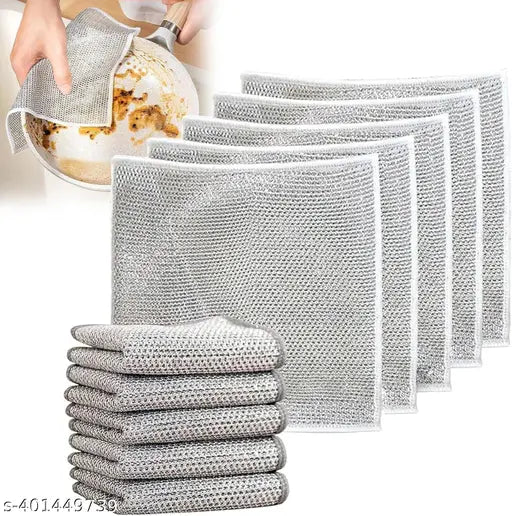 Kitchen Towel Multipurpose Wire Dishwashing Scrubber for Wet and Dry(10 pieces)