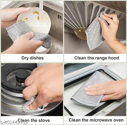 Kitchen Towel Multipurpose Wire Dishwashing Scrubber for Wet and Dry(10 pieces)